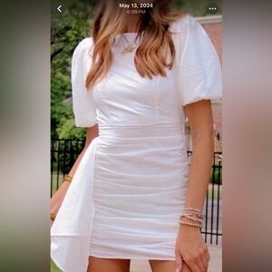 Elegant White Puff Sleeve Dress